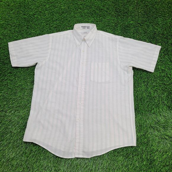 Vintage 90s Arrow Dover MOD Button Shirt XL 24x31 White Stripes - Picture 1 of 12